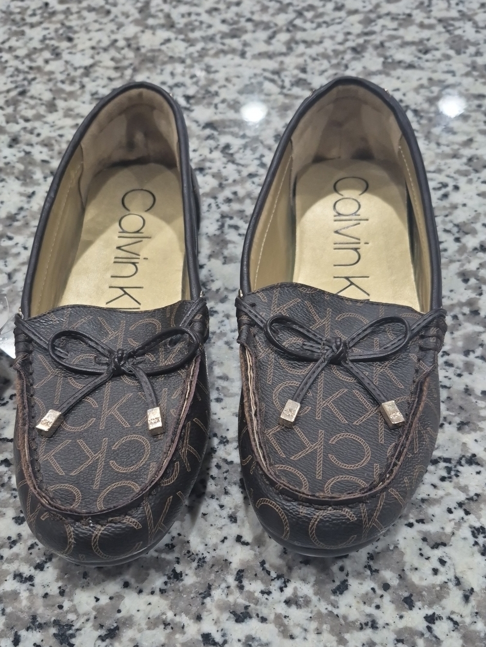 Calvin Klein Dark Brown Logo Moccasin Loafers